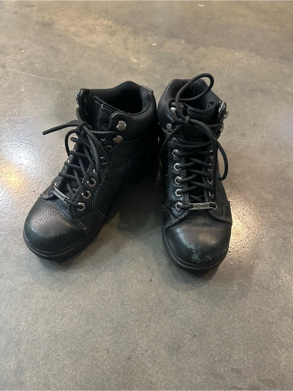 Harley Davidson womens Black Lace-Up Ankle Boots